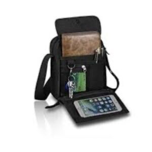 Harwish Charcoal Grey Utility Crossbody Organizer Canvas Bag Unisex